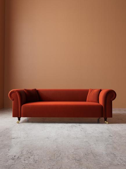Swoon Durham Large 3 Seater Sofa - view 2, Crushed Velvet Harissa