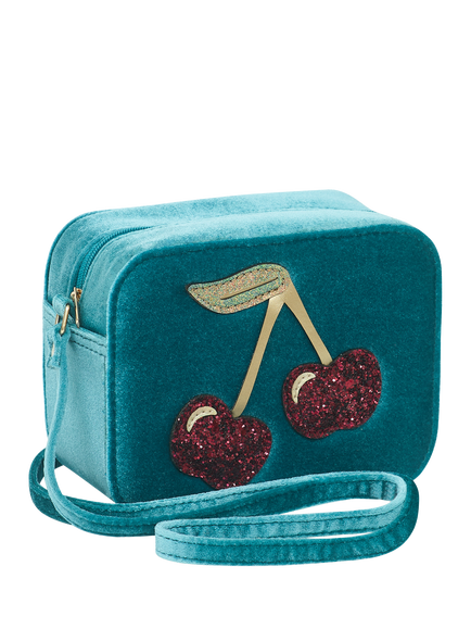 Mimi & Lula Kids' Velvet Cherries Bag, Teal, Teal