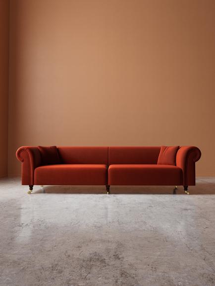 Swoon Durham Grand 4 Seater Sofa - view 2, Crushed Velvet Harissa