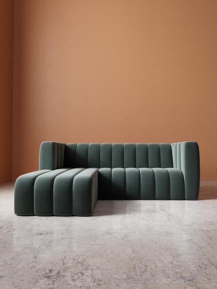 Swoon Duxford Large 3 Seater LHF Corner End Sofa - view 2, Crushed Velvet Hydro
