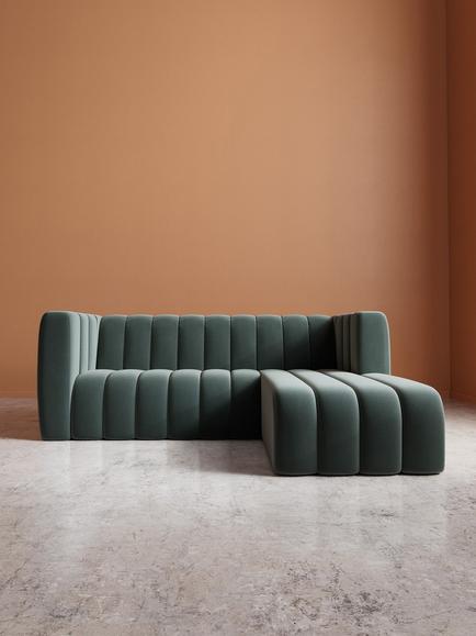 Swoon Duxford Large 3 Seater RHF Corner End Sofa - view 2, Crushed Velvet Hydro