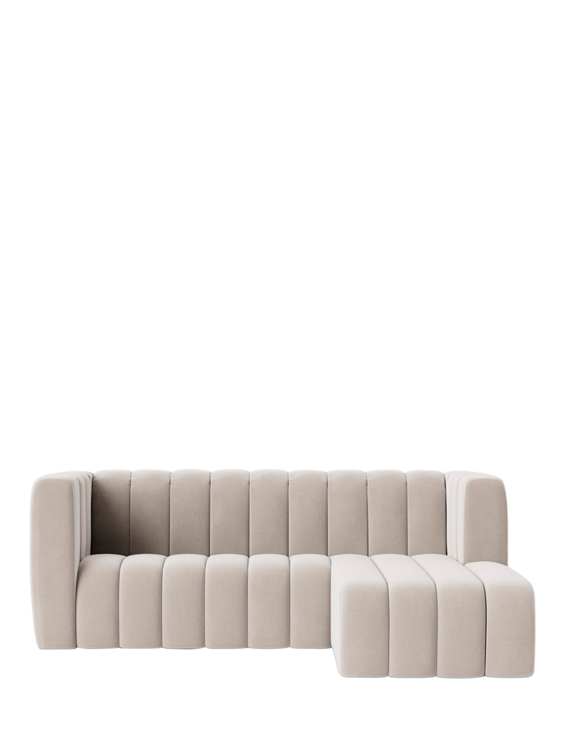 Duxford Range, Swoon Duxford Large 3 Seater RHF Corner End Sofa, Crushed Velvet Ecru