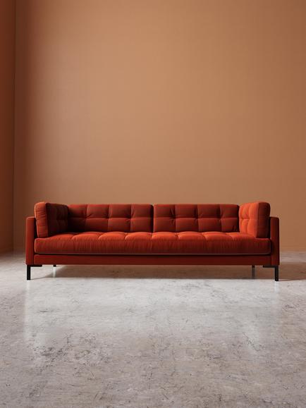 Swoon Landau Large 3 Seater Sofa - view 2, Crushed Velvet Harissa