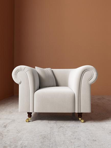 Swoon Durham Armchair - view 2, Crushed Velvet Ecru