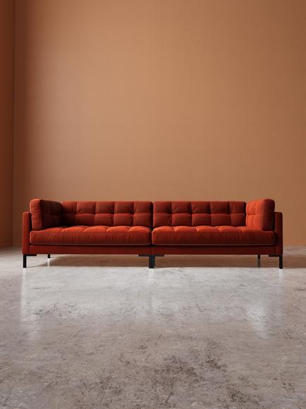 Swoon Landau Grand 4 Seater Sofa - view 2, Crushed Velvet Harissa