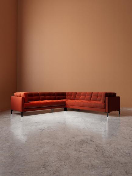 Swoon Landau 5 Seater Corner Sofa - view 2, Crushed Velvet Harissa