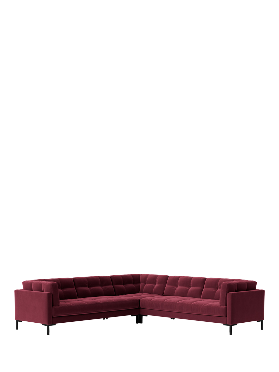 Landau Range, Swoon Landau 5 Seater Corner Sofa, Easy Velvet Bordeaux