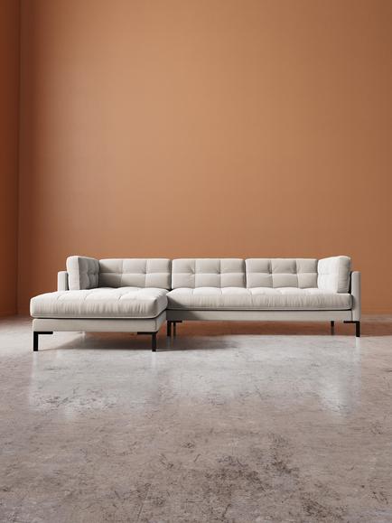 Swoon Landau Large 3 Seater LHF Corner End Sofa - view 2, Crushed Velvet Ecru