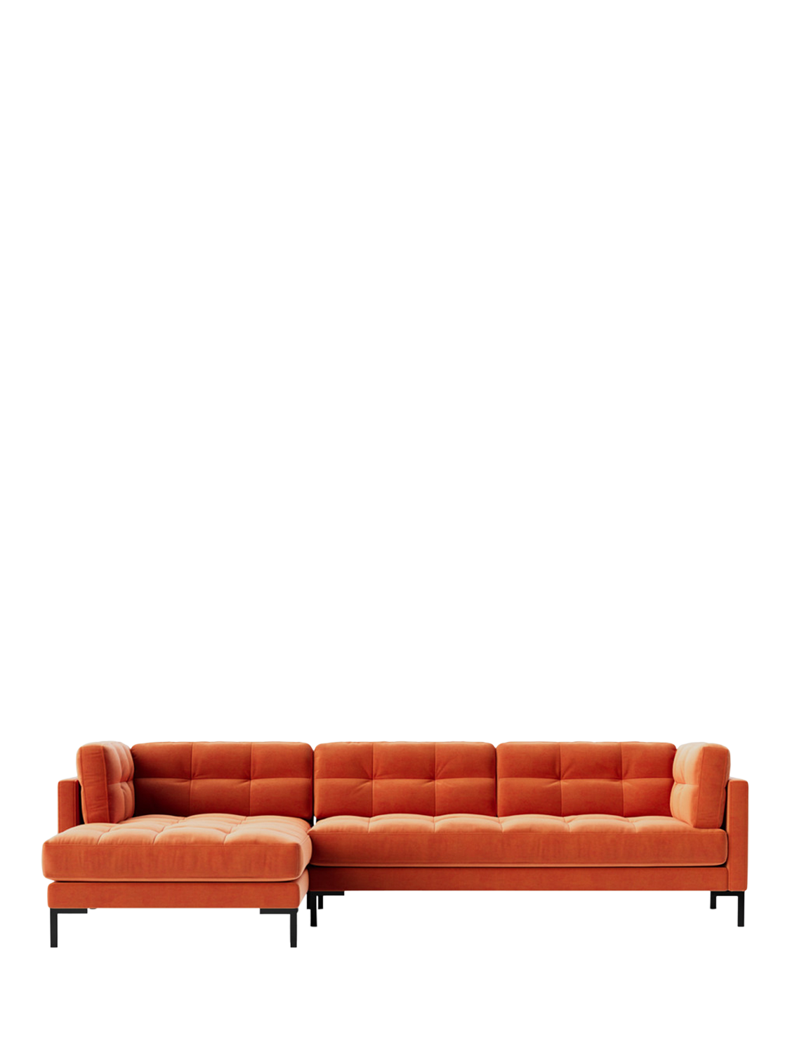 Landau Range, Swoon Landau Large 3 Seater LHF Corner End Sofa, Easy Velvet Burnt Orange