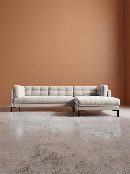 Swoon Landau Large 3 Seater RHF Corner End Sofa - view 2, Crushed Velvet Ecru
