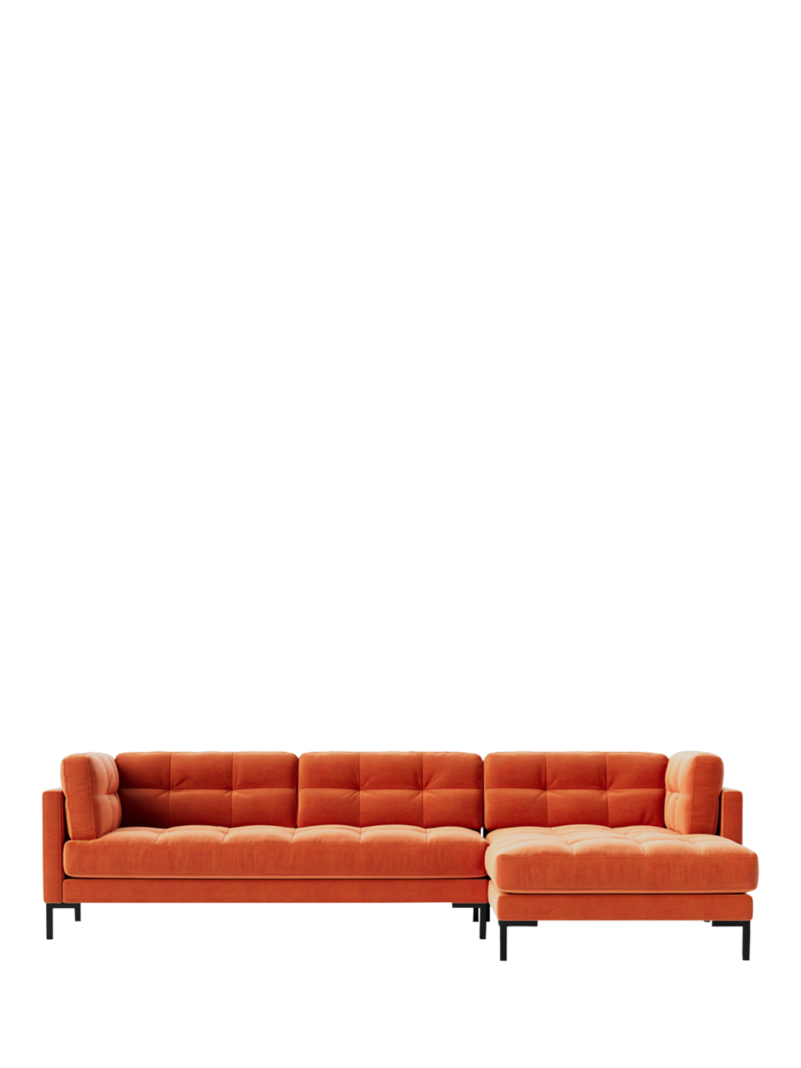 Landau Range, Swoon Landau Large 3 Seater RHF Corner End Sofa, Easy Velvet Burnt Orange