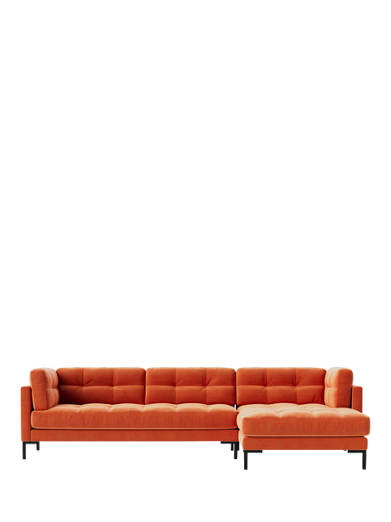 Swoon Landau Large 3 Seater RHF Corner End Sofa, Easy Velvet Burnt Orange