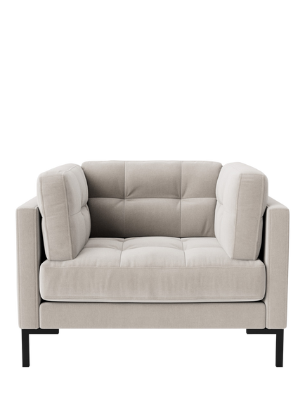 Swoon Landau Armchair, Crushed Velvet Ecru