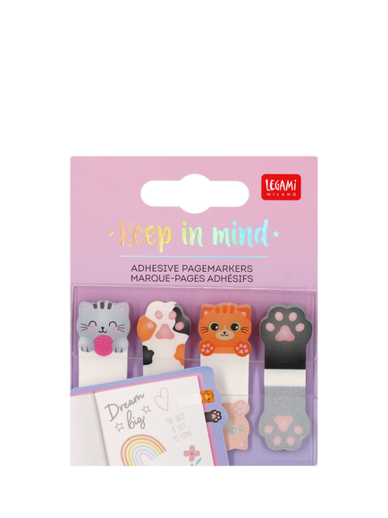 Legami Kitty Adhesive Pagemarkers, Set of 4, Multi - view 2, Multi