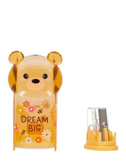 Legami Sweet Bear Pencil Sharpener with Container, Brown/Multi - view 2, Brown/Multi