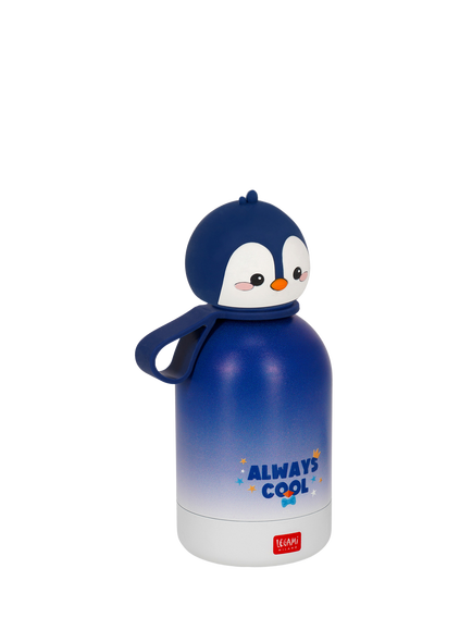 Legami Penguin Hot & Cold Vacuum Bottle, 310ml, Blue, Blue Multi Blue