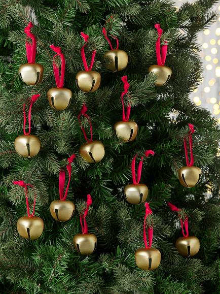 John Lewis Metal Bell Tree Decorations, Box of 15 - view 2, Gold