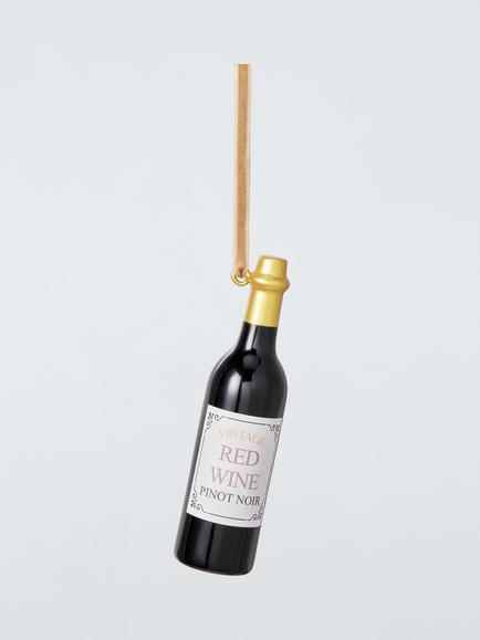 John Lewis The Connoisseur Wine Bottle Beaded Tree Decoration, Red, Red