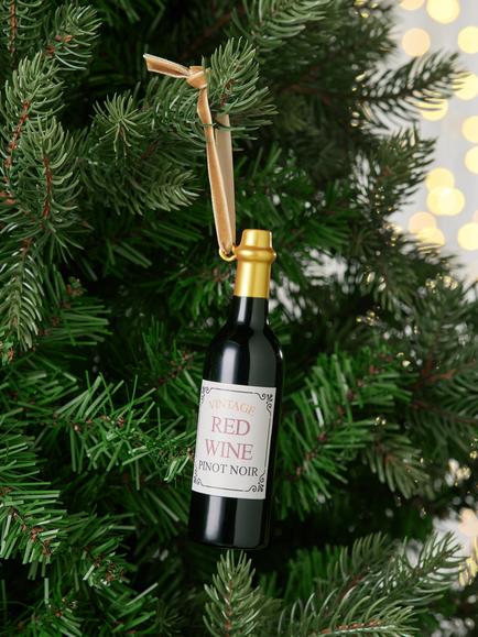 John Lewis The Connoisseur Wine Bottle Beaded Tree Decoration, Red - view 2, Red