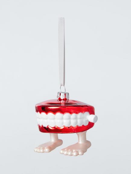 John Lewis The Enthusiast Chattering Teeth Bauble, Red, Red
