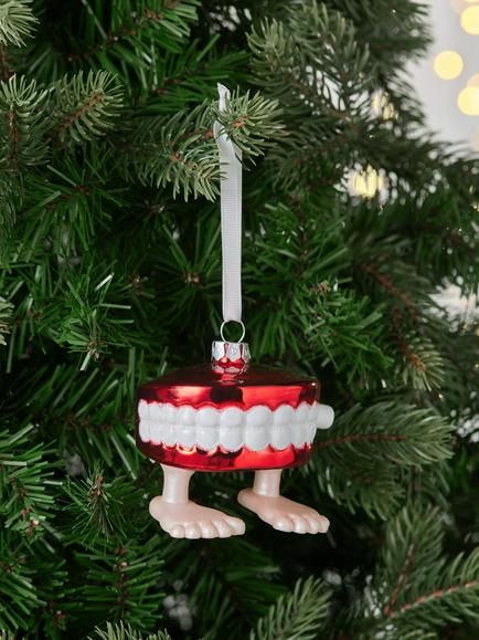 John Lewis The Enthusiast Chattering Teeth Bauble, Red - view 2, Red
