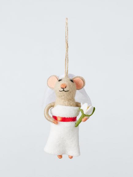 John Lewis The Cherisher Felt Bride Mouse Tree Decoration, Multi, Multi