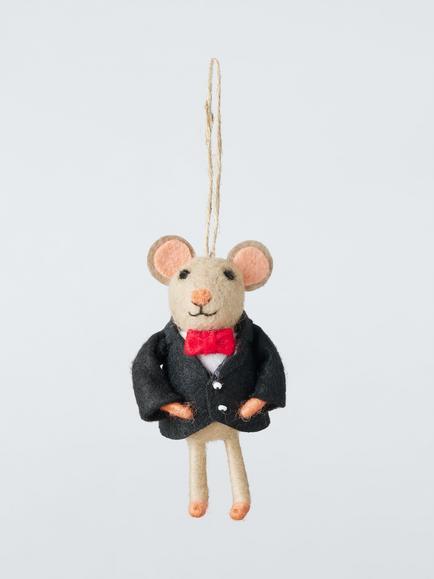 John Lewis The Cherisher Felt Groom Mouse Tree Decoration, Multi, Multi