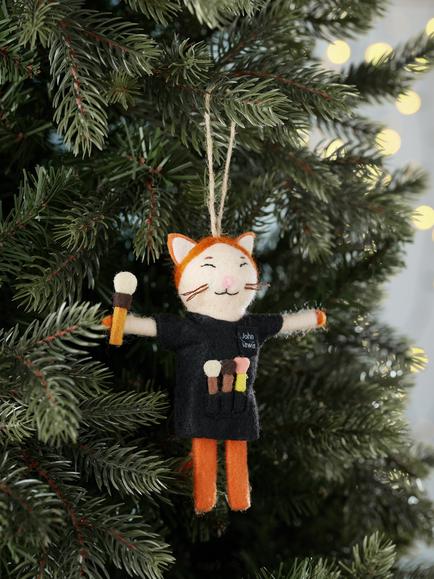 John Lewis Curate and Collect Felt Makeup Artist Cat Tree Decoration, Multi - view 2, Multi