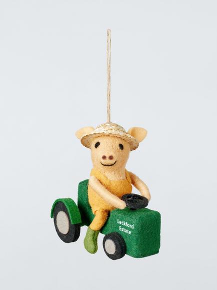 John Lewis Curate and Collect Felt Leckford Estate Pig Tree Decoration, Multi, Multi