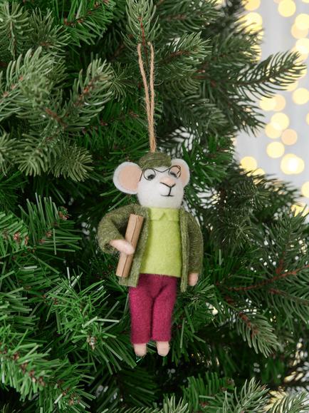 John Lewis The Cherisher Felt Scroll Mouse Tree Decoration, Multi - view 2, Multi