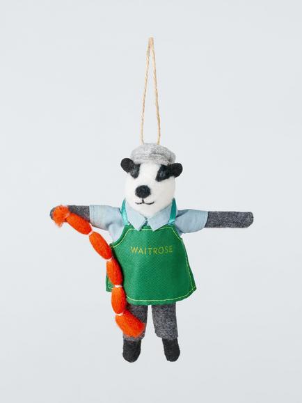 John Lewis Curate and Collect Felt Waitrose Badger Tree Decoration, Multi, Multi