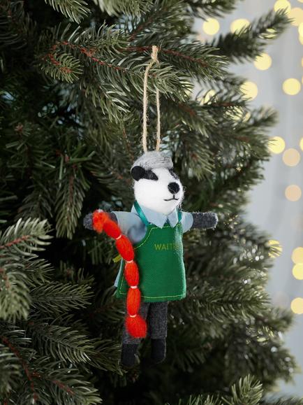 John Lewis Curate and Collect Felt Waitrose Badger Tree Decoration, Multi - view 2, Multi