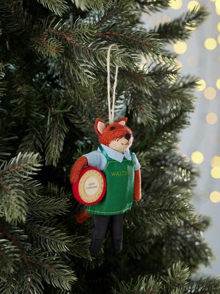 John Lewis Curate and Collect Felt Waitrose Fox Tree Decoration, Multi - view 2, Multi