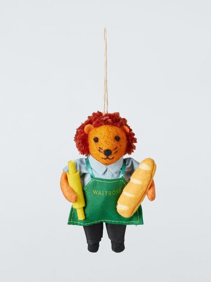 John Lewis Curate and Collect Felt Waitrose Baguette Hedgehog Tree Decoration, Multi, Multi