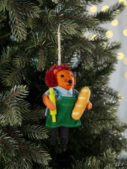 John Lewis Curate and Collect Felt Waitrose Baguette Hedgehog Tree Decoration, Multi - view 2, Multi