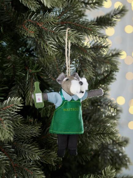 John Lewis Curate and Collect Felt Waitrose Wine Dog Tree Decoration, Multi - view 2, Multi