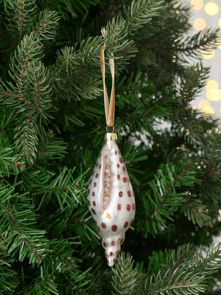 John Lewis The Connoisseur Spotted Shell Bauble, White - view 2, White