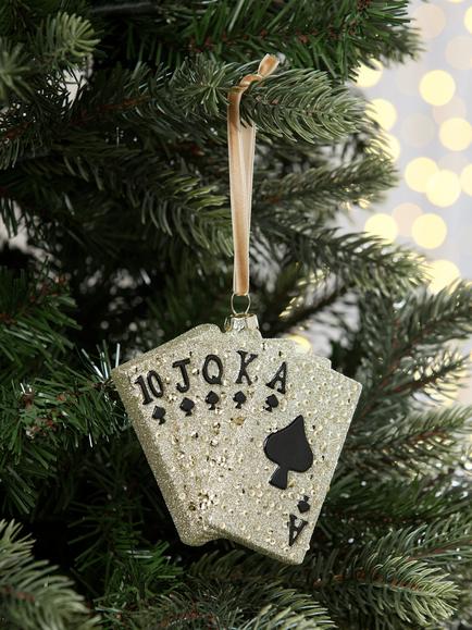 John Lewis The Connoisseur Playing Cards Bauble, Gold - view 2, Gold