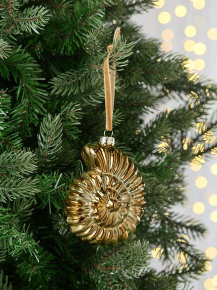 John Lewis The Connoisseur Spiral Shell Bauble, Gold - view 2, Gold