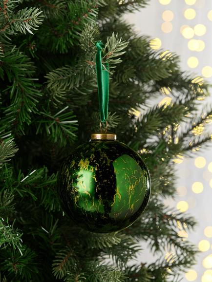 John Lewis The Curator Round Marble Bauble, Green - view 2, Green