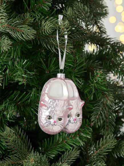 John Lewis The Enthusiast Cat Slippers Bauble, Pink - view 2, Pink