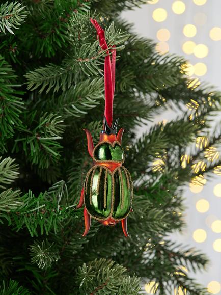 John Lewis The Curator Beetle Bauble, Green - view 2, Green