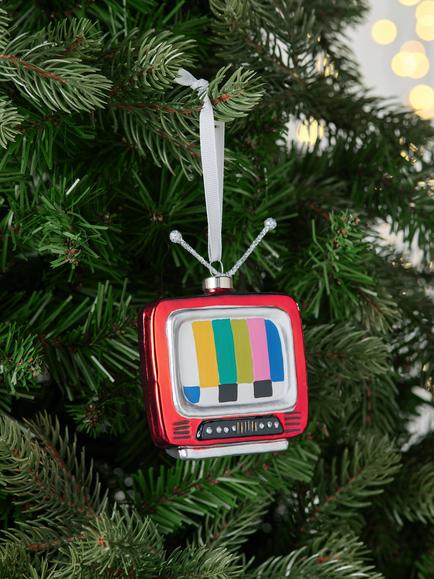 John Lewis The Enthusiast Retro TV Bauble, Red - view 2, Red