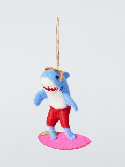 John Lewis The Enthusiast Felt Shark on Surfboard Tree Decoration, Multi, Multi