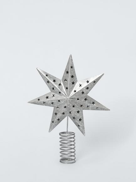 John Lewis Cut Out Star Metal Tree Topper, Silver, Silver