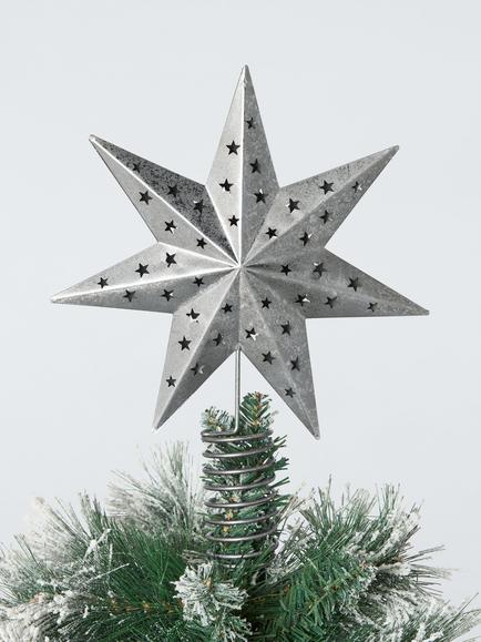 John Lewis Cut Out Star Metal Tree Topper, Silver - view 2, Silver