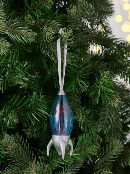 John Lewis The Enthusiast Rocket Lamp Bauble, Blue - view 2, Blue