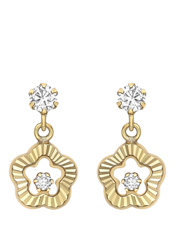 IBB 9ct Yellow Gold Cubic Zirconia Flower Drop Earrings, Multi