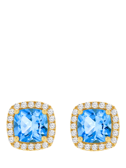 IBB Blue Topaz Cubic Zirconia Square Stud Earrings, Multi, Multi