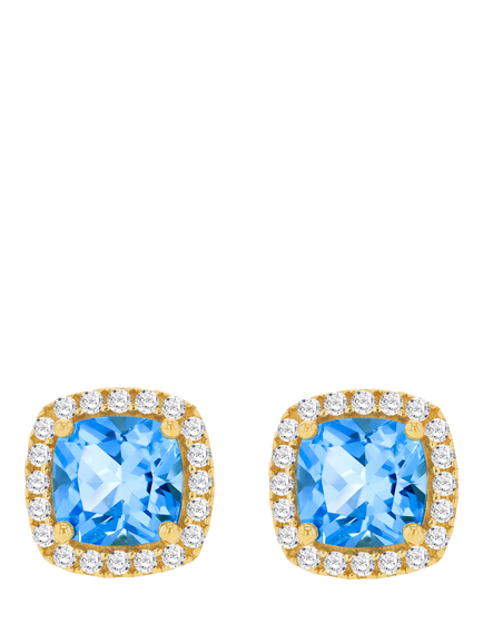 IBB Blue Topaz Cubic Zirconia Square Stud Earrings, Multi, Multi